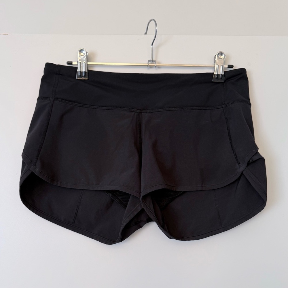 Lululemon Black Running Shorts Size 4 zipper pocket
